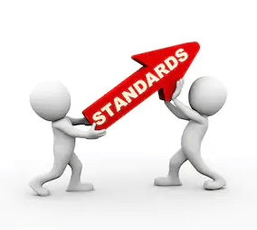 Cartoon image of two people carrying a standards arrow. Click on the image to view our finances.