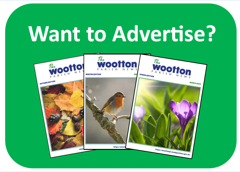Click on the Want to advertise in the Wootton Newsletter image to find out how to advertise in the Wootton Newsletter