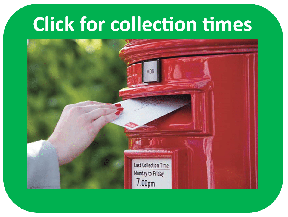 Click on the red letterbox where you will be taken to the royalmail websiter in a new tab for locations of letterboxes around Wootton and their collection times